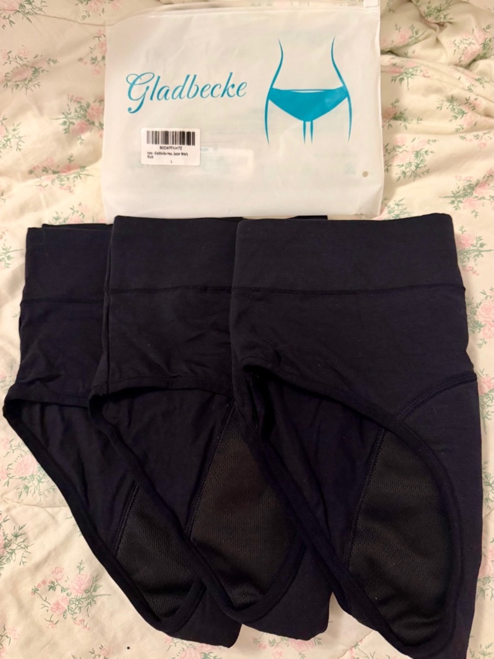 NIP* GLADBECKE women's Period Underwear 3 pack size LARGE NEW leakproof COTTON